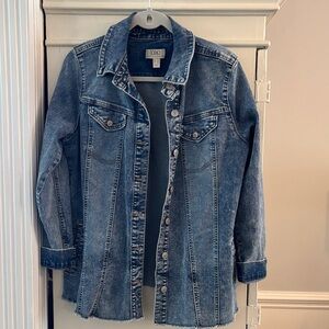 LOGO by Lori Goldstein Distressed Blue Jean Jacket